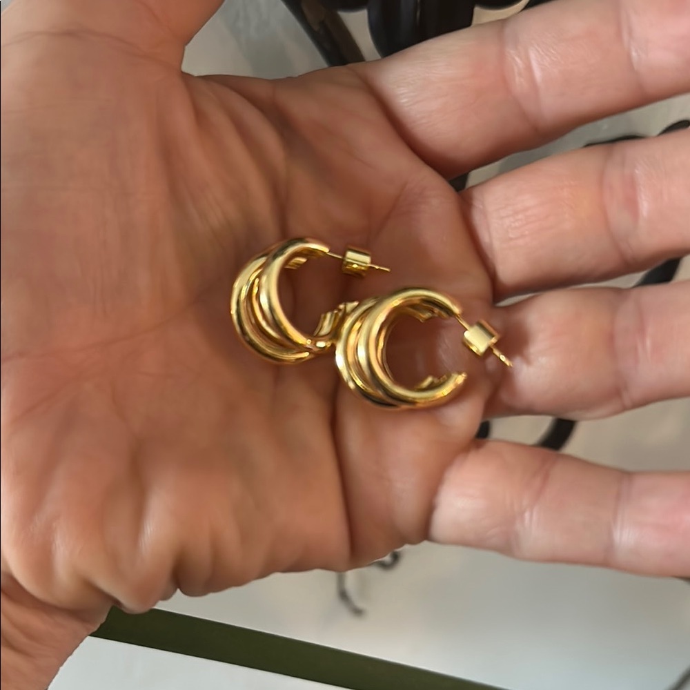 18k gold plated 3 Hoop Earrings Stainless stee